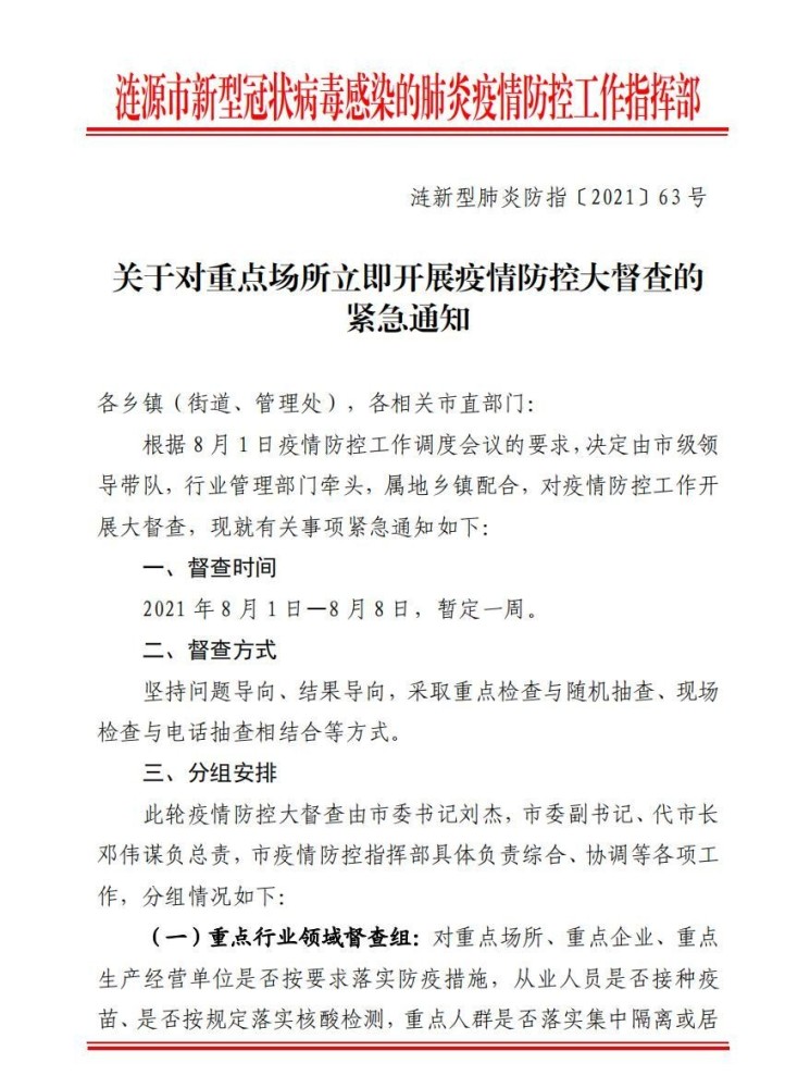 最新疫情防控督查通报